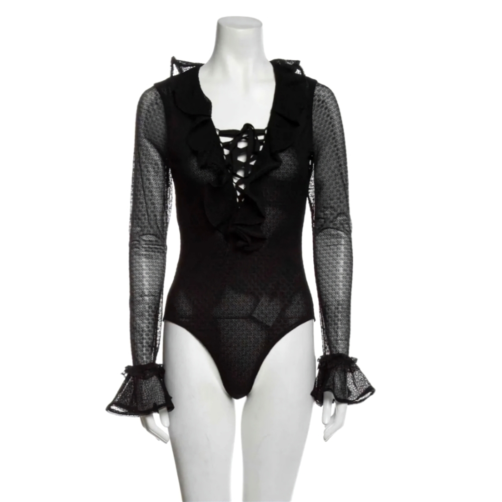 JONATHAN SIMKHAIV-Neck Long Sleeve BodysuitSize: S | US